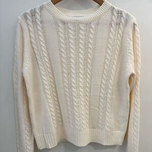 Elegant Cream Cable Knit Sweater